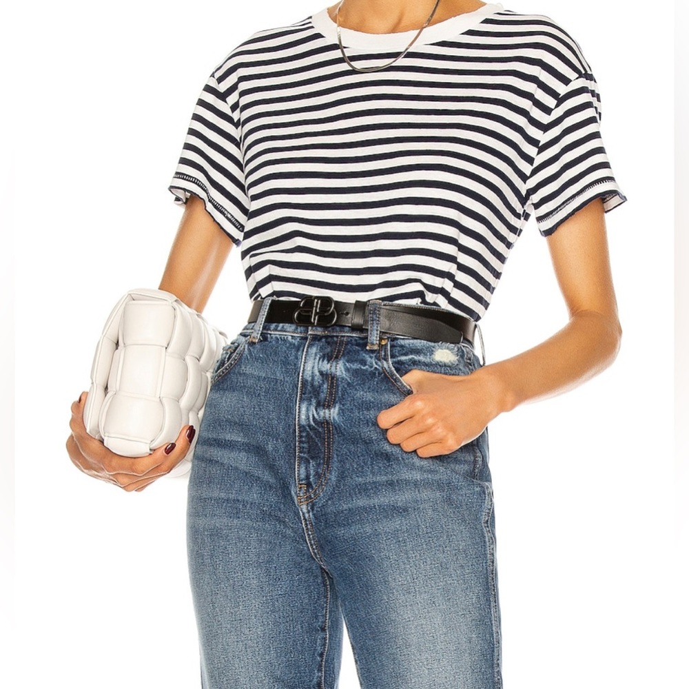 EUC Nili Lotan Crew Neck Cotton Striped T-shirt, XS